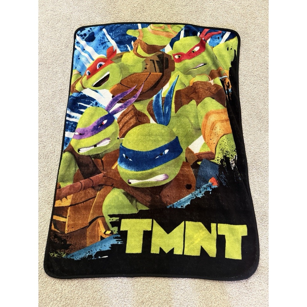 Nickelodeon Teenage Mutant Ninja Turtles Plush Throw Blanket Vintage 49x36